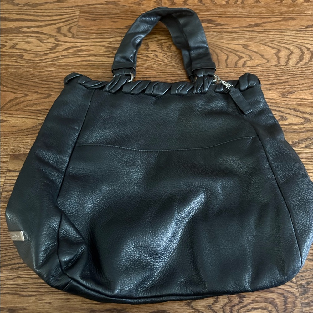 Elegant Black Cole Haan Leather Tote Bag